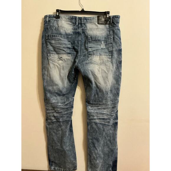 SWITCH REMARKABLE Men's Slim Straight Destroyed Acid Wash Jeans 40 X 32 - Picture 2 of 7